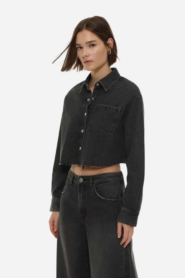 Cropped denim shirt
