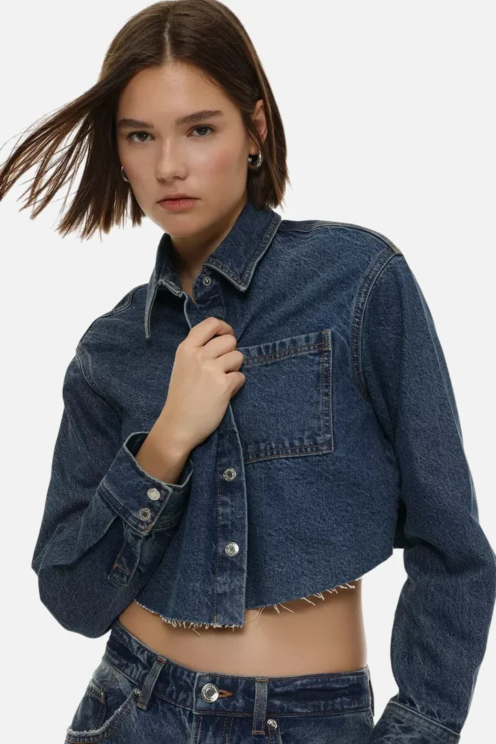 Cropped denim shirt