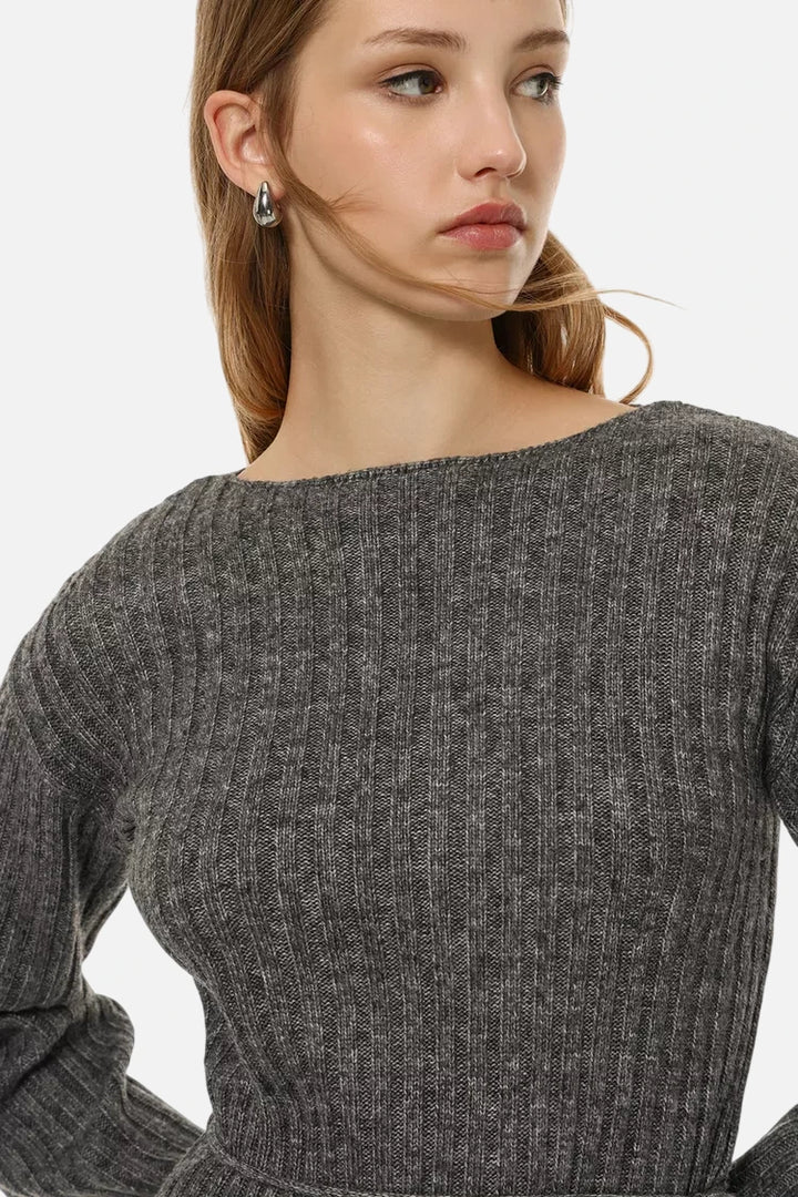 Long belted sweater